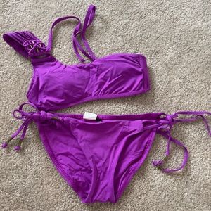 Purple one shoulder bikini